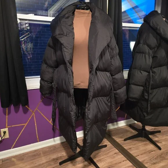 NWT PrettyLittleThing Oversized Longline Puffer Coat, Black, XXL - Picture 6 of 12